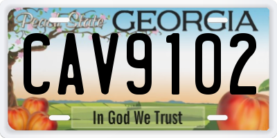 GA license plate CAV9102