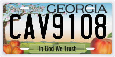 GA license plate CAV9108