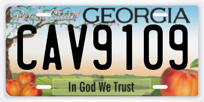 GA license plate CAV9109