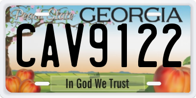 GA license plate CAV9122