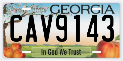 GA license plate CAV9143