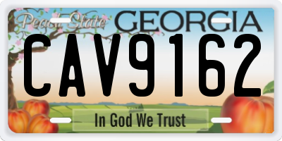 GA license plate CAV9162