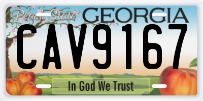 GA license plate CAV9167