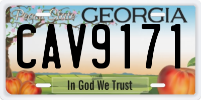 GA license plate CAV9171