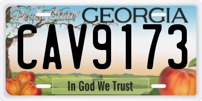 GA license plate CAV9173