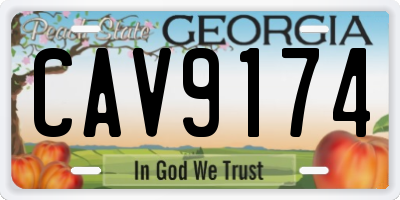 GA license plate CAV9174