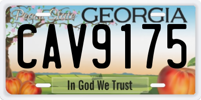 GA license plate CAV9175