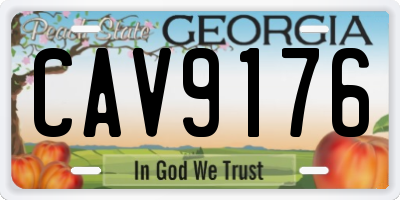 GA license plate CAV9176