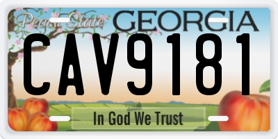 GA license plate CAV9181