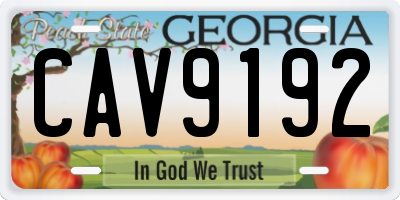 GA license plate CAV9192