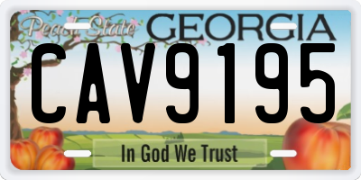 GA license plate CAV9195