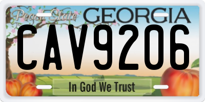 GA license plate CAV9206