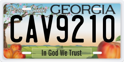 GA license plate CAV9210