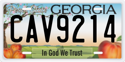 GA license plate CAV9214