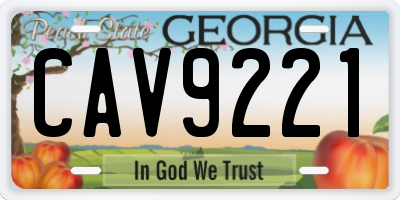 GA license plate CAV9221