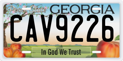 GA license plate CAV9226