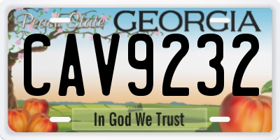 GA license plate CAV9232
