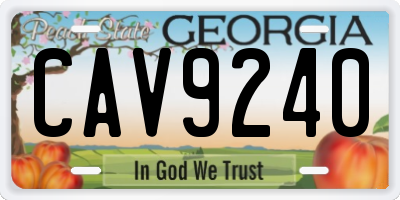 GA license plate CAV9240