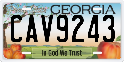 GA license plate CAV9243