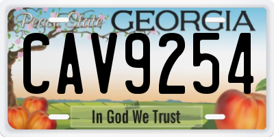 GA license plate CAV9254