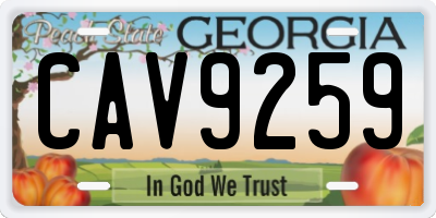 GA license plate CAV9259