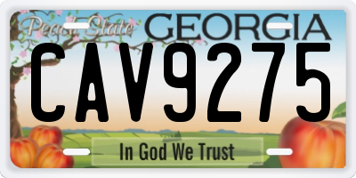 GA license plate CAV9275