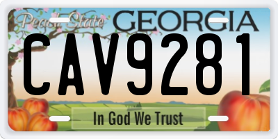 GA license plate CAV9281