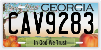 GA license plate CAV9283