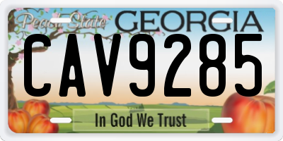 GA license plate CAV9285