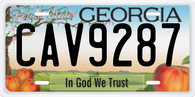 GA license plate CAV9287