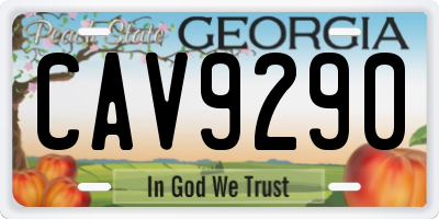 GA license plate CAV9290