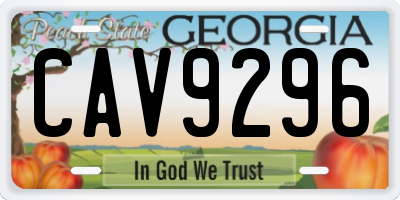 GA license plate CAV9296