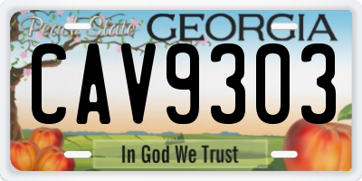 GA license plate CAV9303
