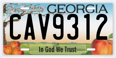 GA license plate CAV9312