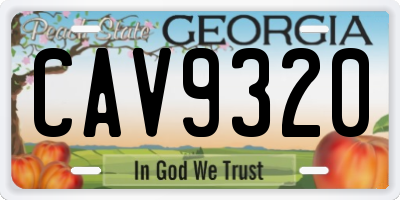 GA license plate CAV9320