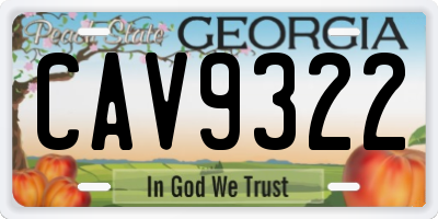 GA license plate CAV9322