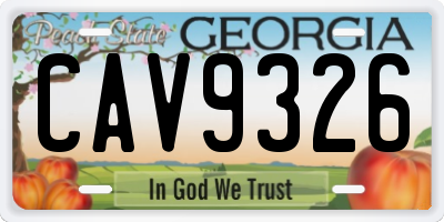 GA license plate CAV9326