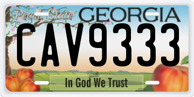 GA license plate CAV9333