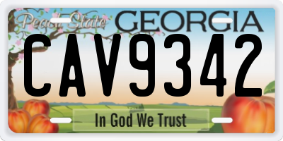GA license plate CAV9342
