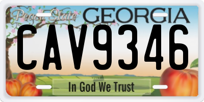 GA license plate CAV9346