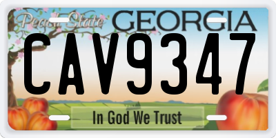 GA license plate CAV9347