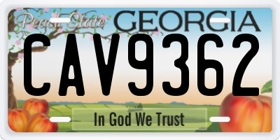 GA license plate CAV9362