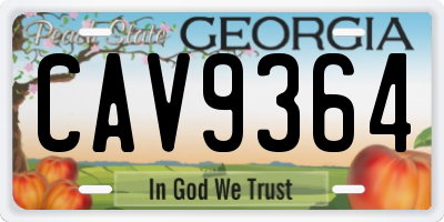 GA license plate CAV9364
