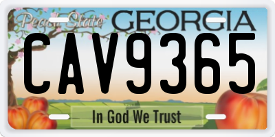 GA license plate CAV9365