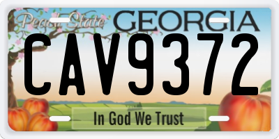 GA license plate CAV9372