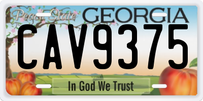 GA license plate CAV9375