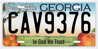 GA license plate CAV9376