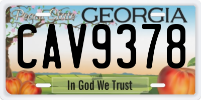 GA license plate CAV9378
