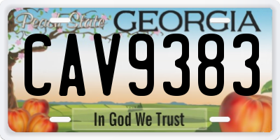 GA license plate CAV9383