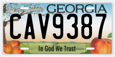 GA license plate CAV9387